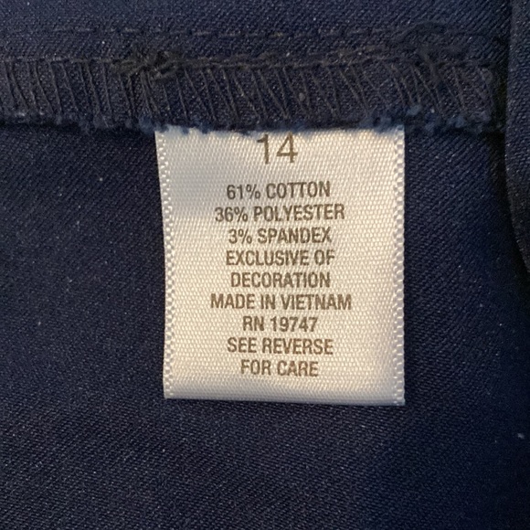 ROZ & ALI sz. 14 navy pants w/embroidered flowers at bottom of legs $22 - Picture 4 of 7